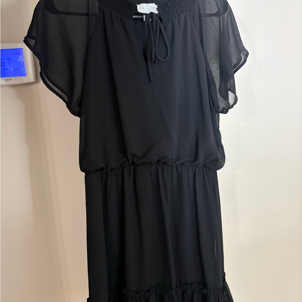 Elegant Black Chiffon Dress